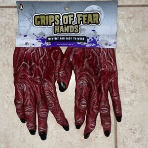 ADULT RED DEVIL MONSTER HANDS PVC GLOVES HALLOWEEN COSTUME NEW
